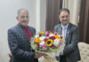 Amitava Chatterjee, Managing Director & CEO of J&K Bank during his meeting with LG Kavinder Gupta in Jammu.