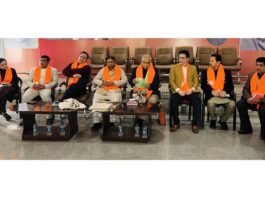 BJP leaders during a party meeting at Doda on Tuesday.