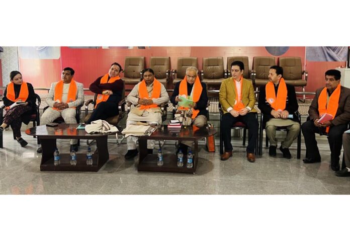 BJP leaders during a party meeting at Doda on Tuesday.