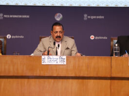 Union Minister Dr Jitendra Singh briefing the media about the achievements of the Ministry of Personnel during the year 2025, at National Media Centre (NMC),  New Delhi on Tuesday. Also seen is Union Secretary DoPT, Rachna Shah.