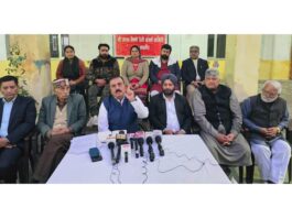 SMVD Sangharsh Samiti convener addressing a press conference on Tuesday.