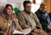 PDP president Mehbooba Mufti during a press conference in Srinagar on Friday. -Excelsior/Shakeel