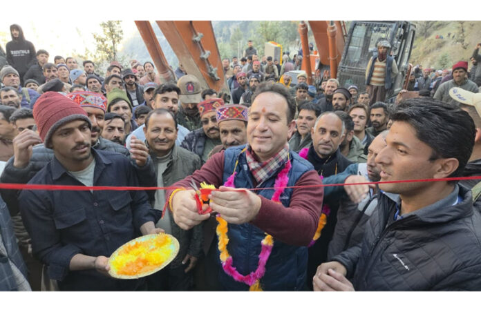 LoP Sunil Sharma inaugurating a projects for Paddar Nagseni on Friday.