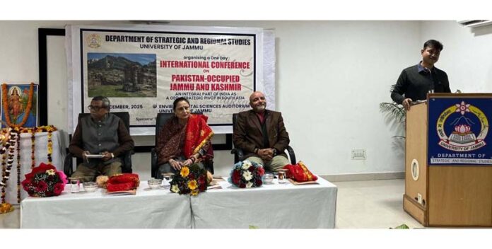 Guests on dais during International conference on PoJK in Jammu.