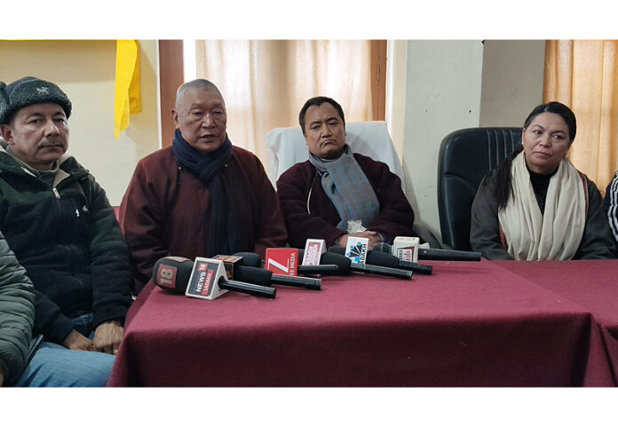 Chering Dorjay Lakrook, LBA president, addressing a press conference in Leh. Chering Dorjay Lakrook, LBA president, addressing a press conference in Leh.