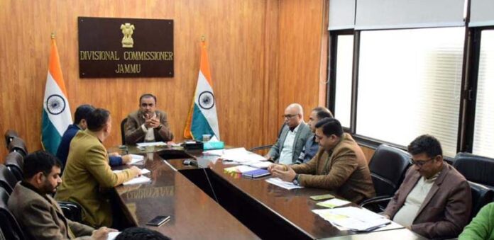 Div Com chairing a meeting at Jammu on Thursday.