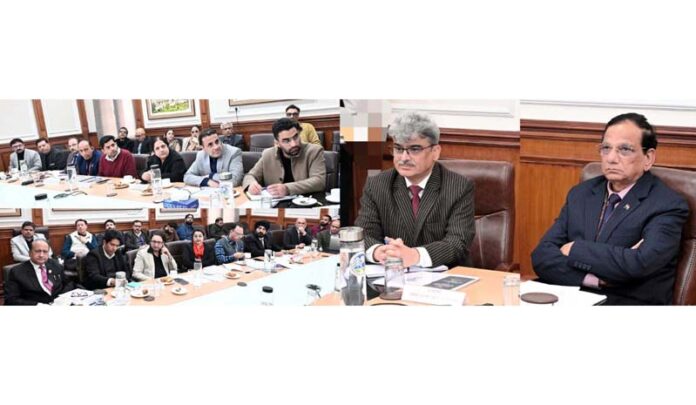 Dr V K Paul, member Niti Aayog and Chief Secy, Atal Dulloo during meeting in Delhi.