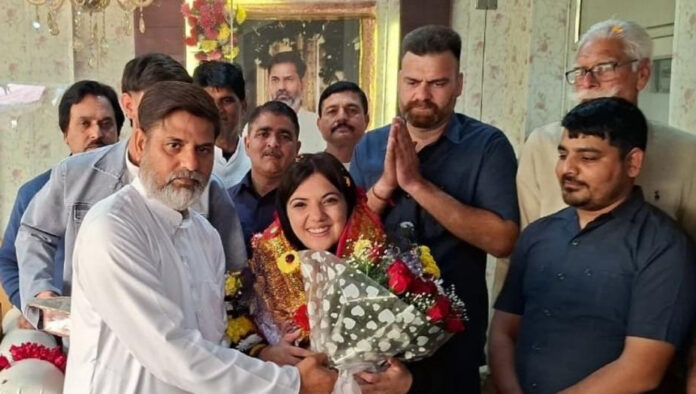 MLA Devyani Rana during a prog organized at Kabir Ashram in Katal Batal Panchayat.