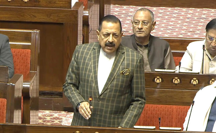 Union Minister Dr. Jitendra Singh speaking in the Rajya Sabha on Thursday.