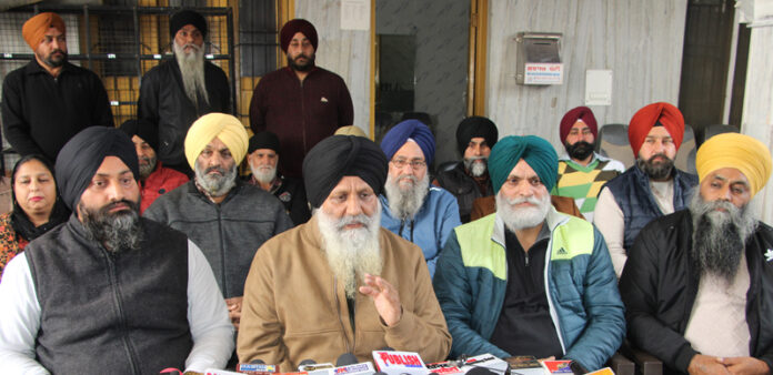 President DGPC Jammu, Ranjeet Singh Tohra addressing press conference on Tuesday. -Excelsior/Rakesh