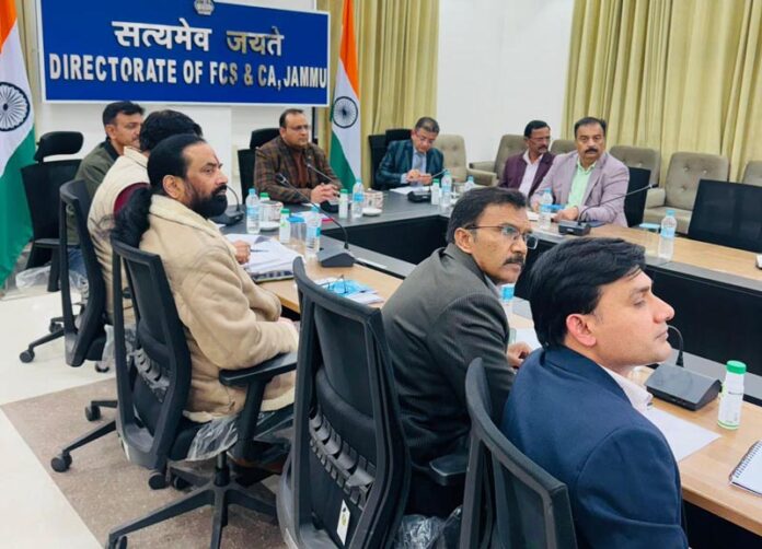 Commissioner/ Secretary Food, Civil Supplies and Consumer Affairs Saurabh Bhagat chairing a meeting on Tuesday. Commissioner/ Secretary Food, Civil Supplies and Consumer Affairs Saurabh Bhagat chairing a meeting on Tuesday.