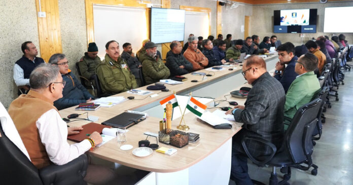 LG Kavinder Gupta chairing a meeting of officers in Leh on Wednesday. LG Kavinder Gupta chairing a meeting of officers in Leh on Wednesday.