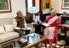 LG Kavinder Gupta during his meeting with Union Finance Minister on Tuesday.