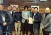 ASSOCHAM J&K delegation submitting a memorandum of demands to Principal Secretary I&C Vikramjit Singh in Jammu on Friday.