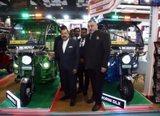 Union Minister Dr. Jitendra Singh visiting EV Expo at Bharat Mandapam, New Delhi on Sunday.