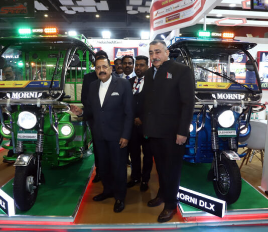 Union Minister Dr. Jitendra Singh visiting EV Expo at Bharat Mandapam, New Delhi on Sunday.