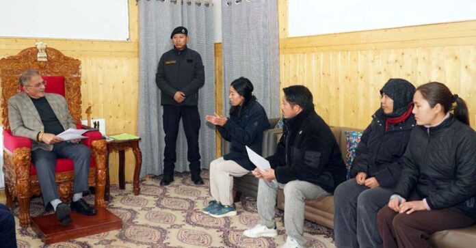 LG Kavinder Gupta meeting with a delegation in Leh.