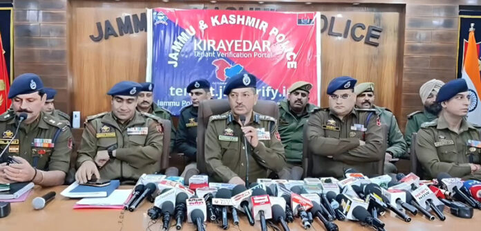 SSP Jammu Joginder Singh addressing media persons in Jammu on Saturday. -Excelsior/Rakesh SSP Jammu Joginder Singh addressing media persons in Jammu on Saturday. -Excelsior/Rakesh