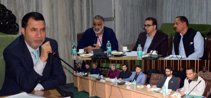 Peerzada Farooq Shah chairing a meeting on Thursday.