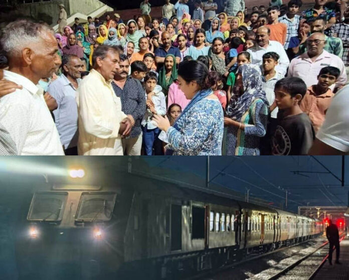 MLA Nagrota, Devyani Rana, interacting with public after restart of DMU services in Jammu.