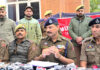 SP Jammu South Ajay Sharma addressing a press conference at Police Station Gandhi Nagar, Jammu. -Excelsior/Rakesh