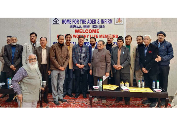 CEO, Sanjeev Verma & members of Home for Aged & Infirm, during AGM at Ambphalla, Jammu on Sunday.