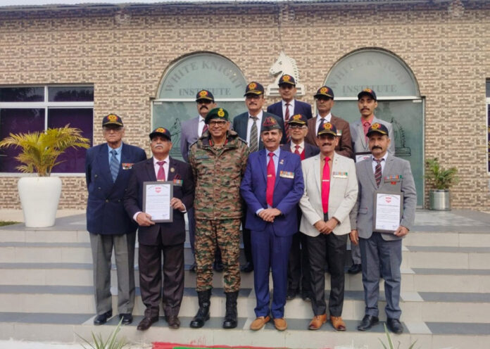 Lt Gen PK Mishra posing for a group photograph with dignitaries from JKESL and GGF. Lt Gen PK Mishra posing for a group photograph with dignitaries from JKESL and GGF.
