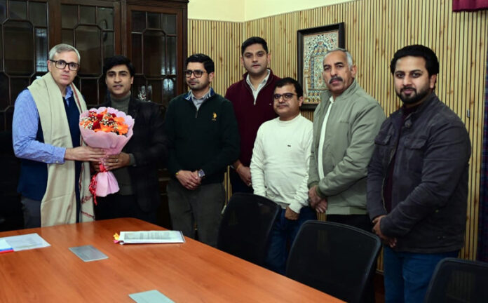 JKEEGA delegation during meeting with CM Omar Abdullah in Jammu. JKEEGA delegation during meeting with CM Omar Abdullah in Jammu.