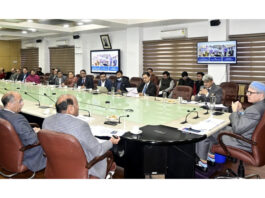 CM Omar Abdullah chairing a meeting on Wednesday.
