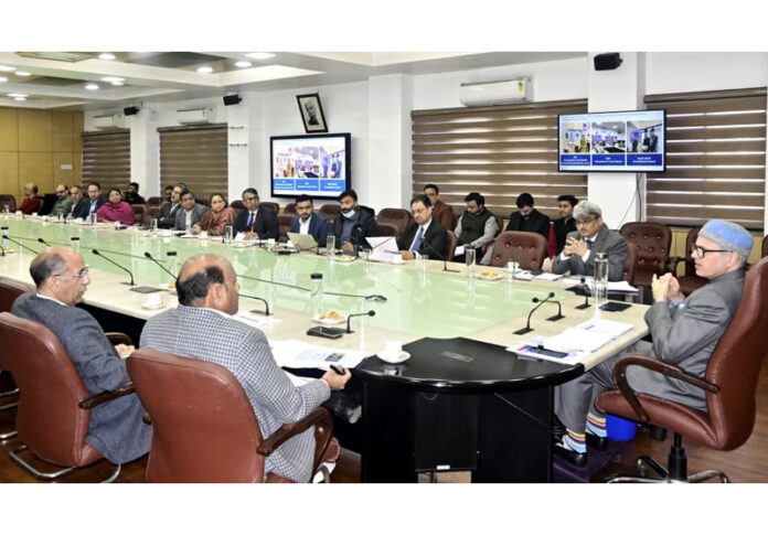 CM Omar Abdullah chairing a meeting on Wednesday.