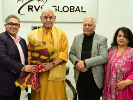 LG Manoj Sinha during his visit to RVS iGlobal Corporate Office in Jammu.