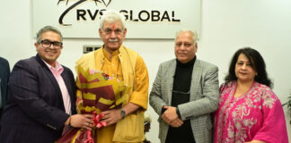 LG Manoj Sinha during his visit to RVS iGlobal Corporate Office in Jammu.