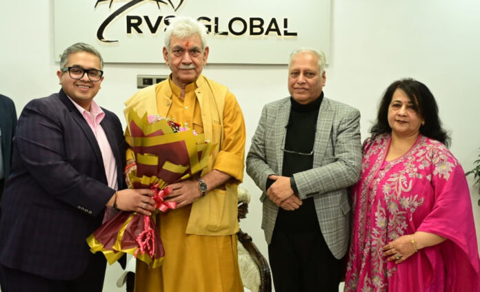 LG Manoj Sinha during his visit to RVS iGlobal Corporate Office in Jammu.