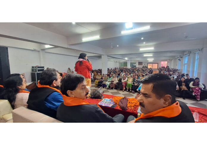 MLA Pawan Gupta and others at Atmanirbhar Bharat Sankalp Abhiyan in Udhampur on Tuesday.