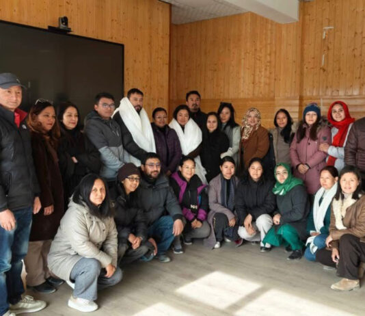 Former MP Jamyang Tsering Namgyal with newly elected team of College Teachers Association, Ladakh.