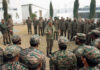 Lt Gen Pratik Sharma interacting with soldiers during visit of south Kashmir.