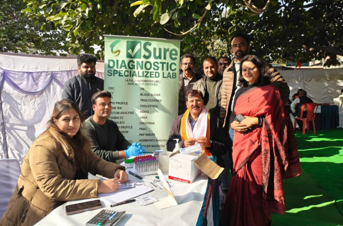 A health camp at Poonch House, Talab Tillo in Jammu on Sunday.