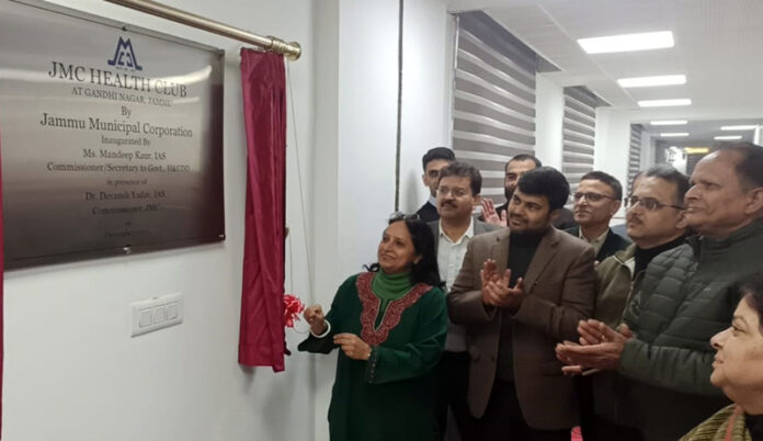 Mandeep Kaur inaugurating JMC’s Health Club on Saturday.