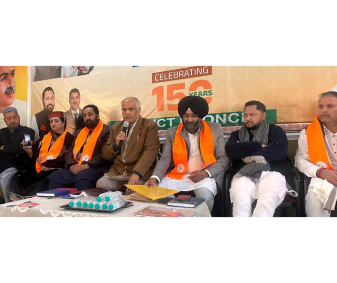 BJP leaders during a meeting at Poonch on Tuesday. BJP leaders during a meeting at Poonch on Tuesday.