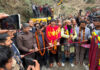 MLA Doda West Shakti Raj Parihar laying foundation stone of road on Sunday.