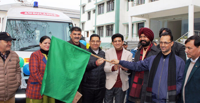 DC Doda flagging off Patient Transport Ambulance for SDH Bhaderwah on Saturday.