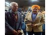 Veteran Journalist O P Sharma presenting his book to Union Minister, Dr Jitendra Singh at Jammu on Monday.