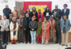 Dignitaries during an event to present 7th HSM Navlekhan Tej Puraskar to poetess Nina Andotra.