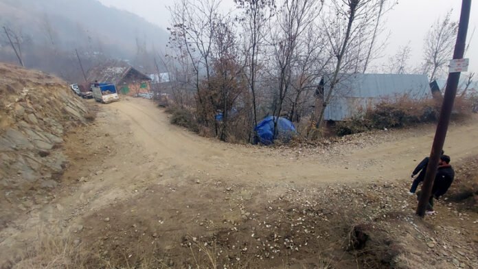 View of dilapidated road in Yarmuqam Shah Mohalla in Ganderbal. -Excelsior/Firdous Ahmad View of dilapidated road in Yarmuqam Shah Mohalla in Ganderbal. -Excelsior/Firdous Ahmad