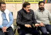 BJP State spokesperson Altaf Thakur along with other party leaders during a press conference in Srinagar on Wednesday. -Excelsior/Shakeel
