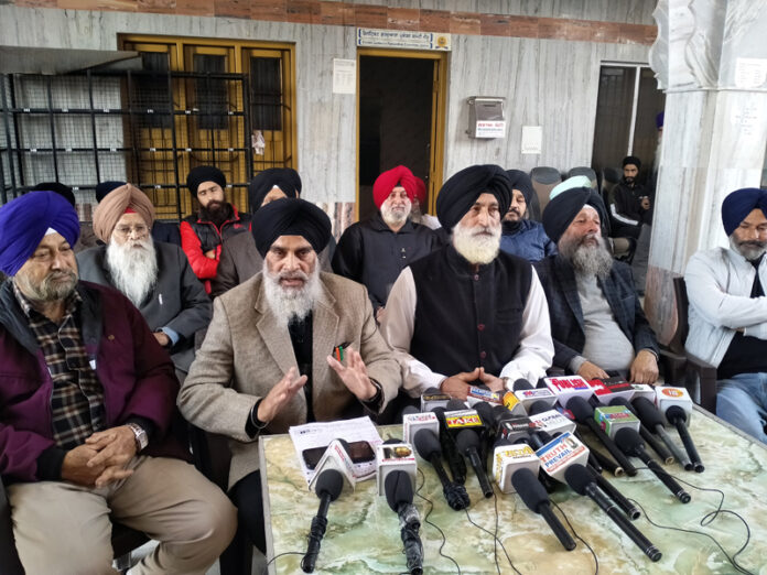 DGPC office bearers addressing press conference in Jammu. -Excelsior/Rakesh