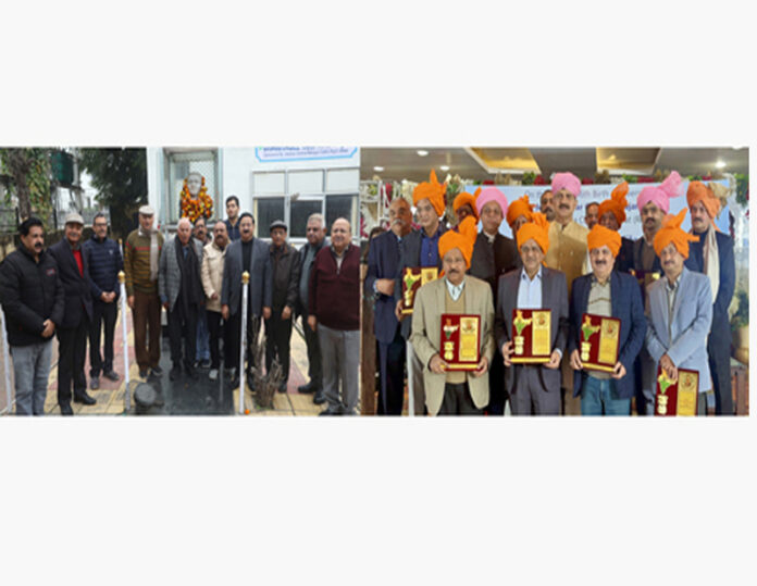 Prominent personalities of Mahajan Biradari and other guests during birth anniversary celebrations of Justice Mehr Chand Mahajan at Gandhi Nagar (left) and Channi Himmat (right) in Jammu.