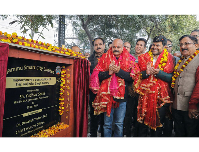 MLA Yudhvir Sethi inaugurating project in Jammu on Tuesday.