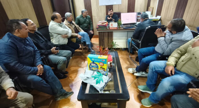BJP MLA from Jammu West Arvind Gupta listening people's problems at a Darbar held in his constituency office on Saturday.