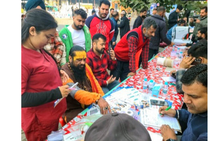 A team of doctors checking the individuals during a medical camp held in Jammu. A team of doctors checking the individuals during a medical camp held in Jammu.